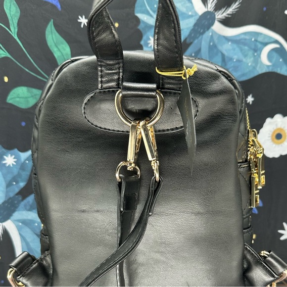BEBE | Black Diamond Quilted Gold Studded Mini Backpack NWT - Picture 4 of 4